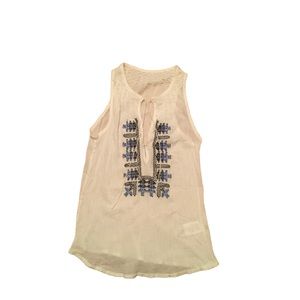 Joie Cotton Gauze embroidered sleeveless blouse
